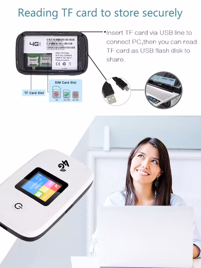 Fabricante OEM e ODM 3G 4G LTE Pocket Hotspot Mifi Roteador de rede sem fio com slot para cartão SIM